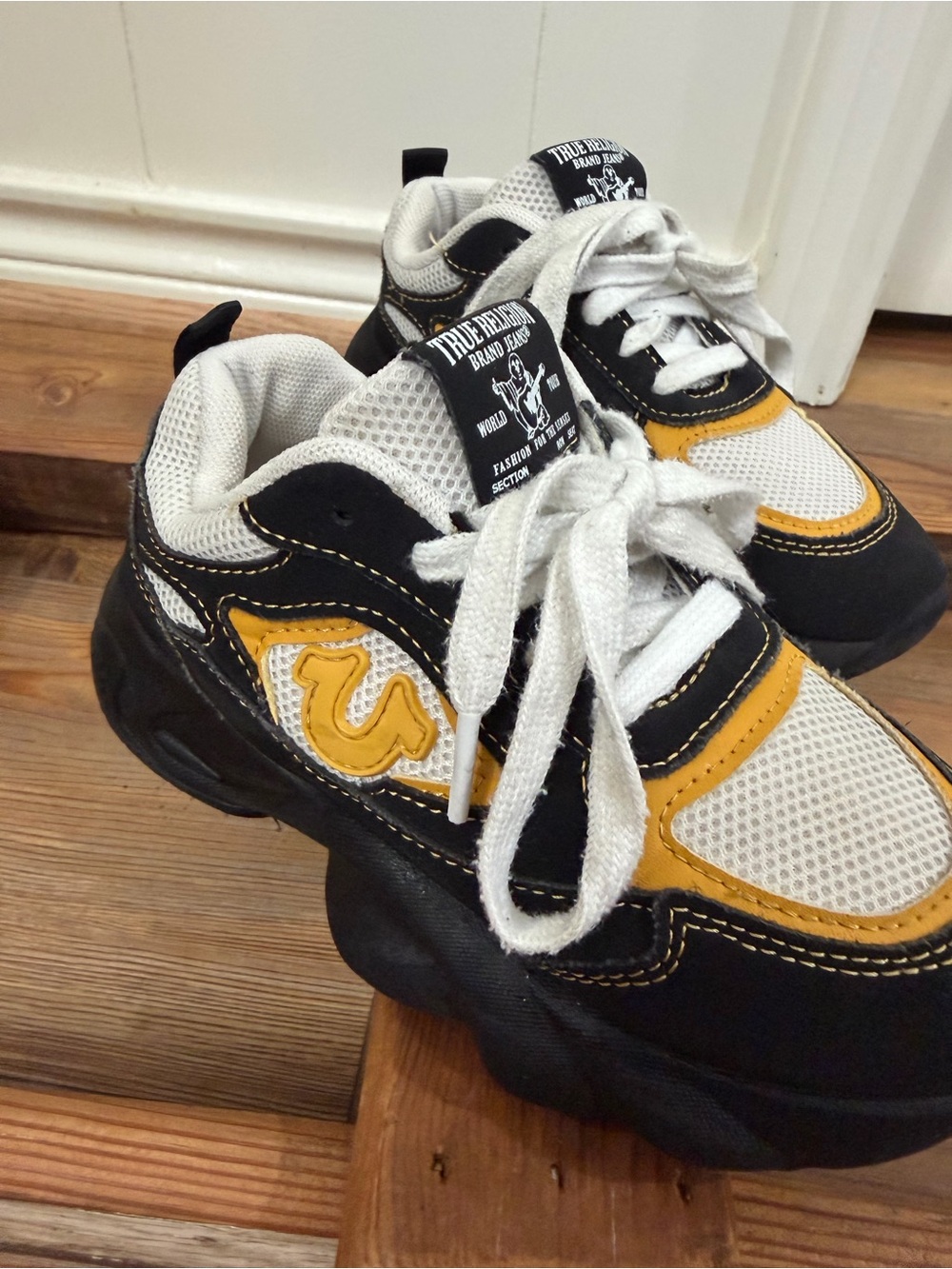 True Religion Kids Black, Yellow & White Sneakers